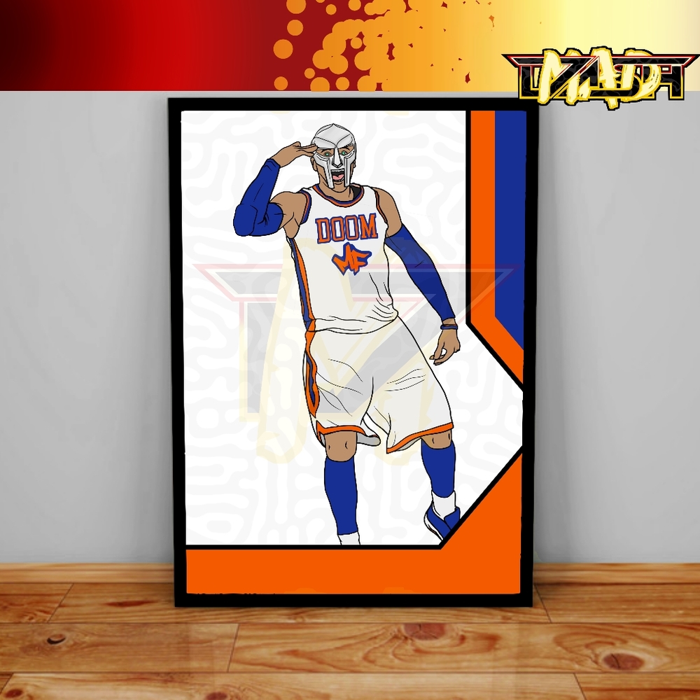 Custom New York Knicks MF Doom Print Poster Wall Art Melo Bron Jordan Basketball